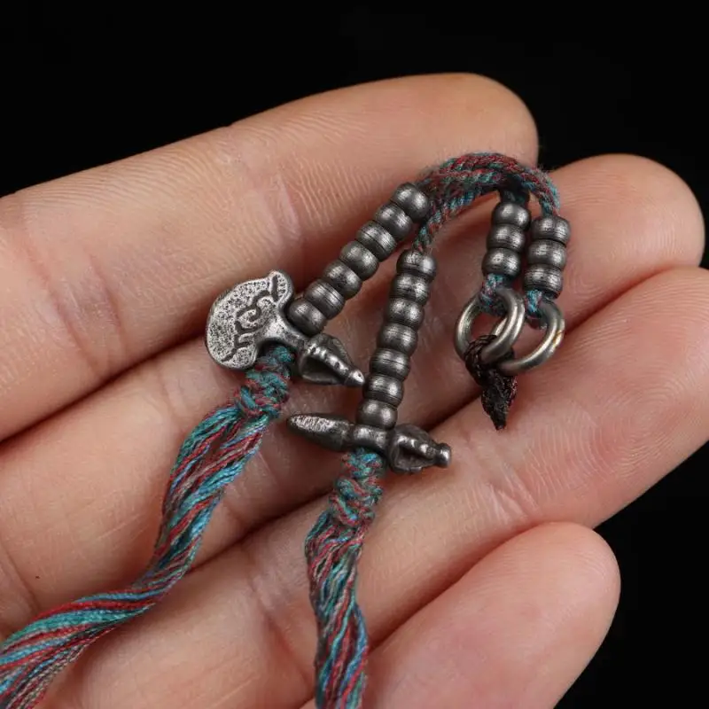 Old Tibet Buddhism Meteorite Iron Tiantie Dorje Phurpa Vajra Faqi Statue Body Protection Buddha Beads Pendant