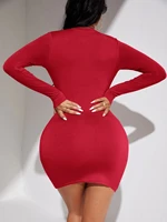 y2k2022 cutout cropped navel autumn winter knitted long sleeve womens midi dress skinny sexy party womens dress 2022 new year