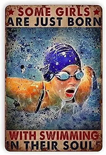Плакат ChFn Swmmng Style Metl Tn Sgn плакат Some Grls re Just Born Wth rt спортивный ретро lumnum Pntng Wll Decor Retro 1