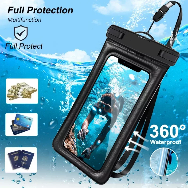 

Full Cover IIP68 Universal Mobile Waterproof Bag Case For iPhone 12 11 Pro Max POCO X3 Xiaomi Redmi Note 10 Pro Samsung Phone