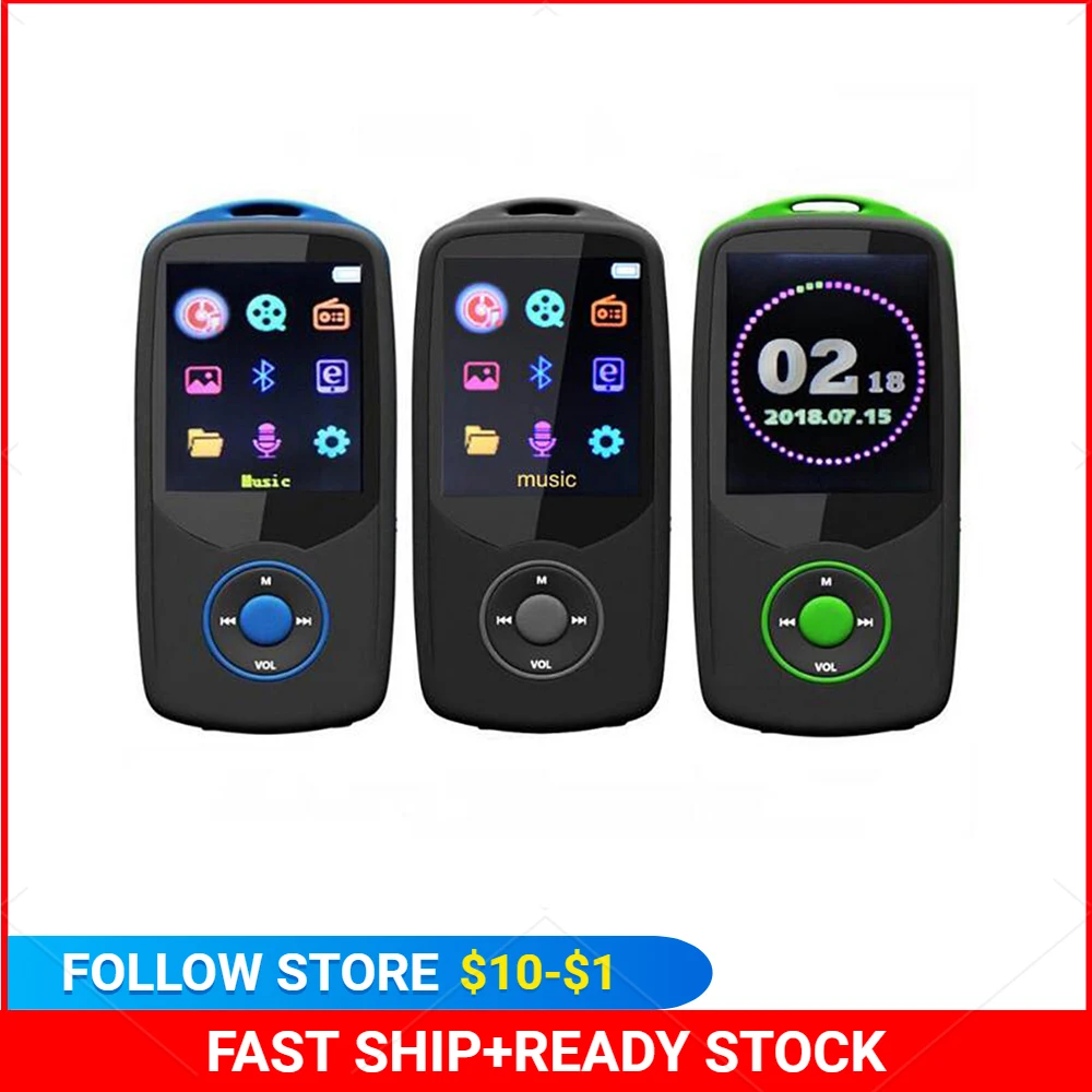 

Портативный MP3 музыкальный мини-плеер с Bluetooth, 4 ГБ/8 ГБ, FM Запись, электронная книга, часы, шагомер, воспроизведение, поддержка SD-карты 64 ГБ