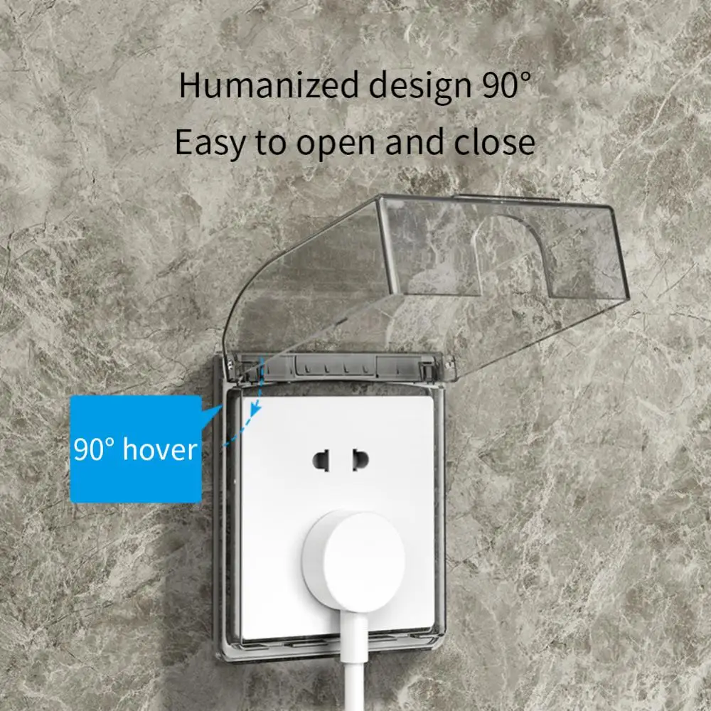 Self-adhesive 86 Type Wall Socket Box Power Outlet Box Waterproof Switch Protective Cover Home Office Splash-proof