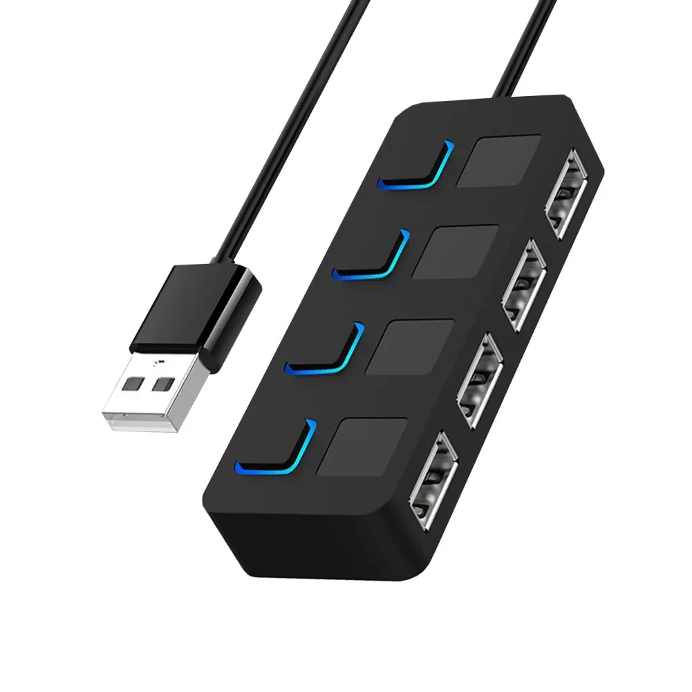 

Разветвитель USB 2,0, 4 порта, ультратонкий, со светодиодным индикатором