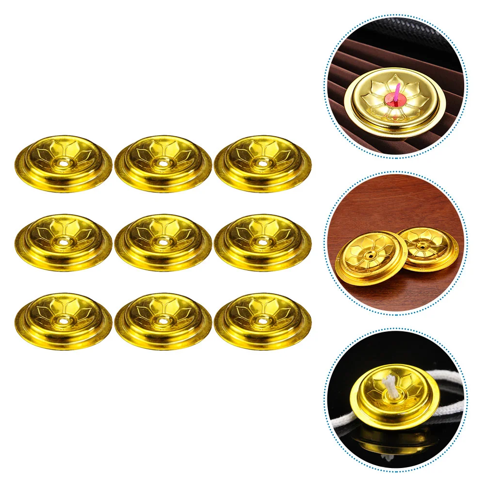 

9 Pcs Oil Float Wick Floating Holder Exquisite Holders Lamp Gold Candelabra Aluminum Lotus Flower Temple Disc