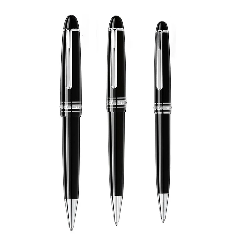 

Luxury MB Monte Meisterpiece Ballpoint Pen Platinum Coated Black Resin Blance Rollerball Fountain Pens with Series Number 163