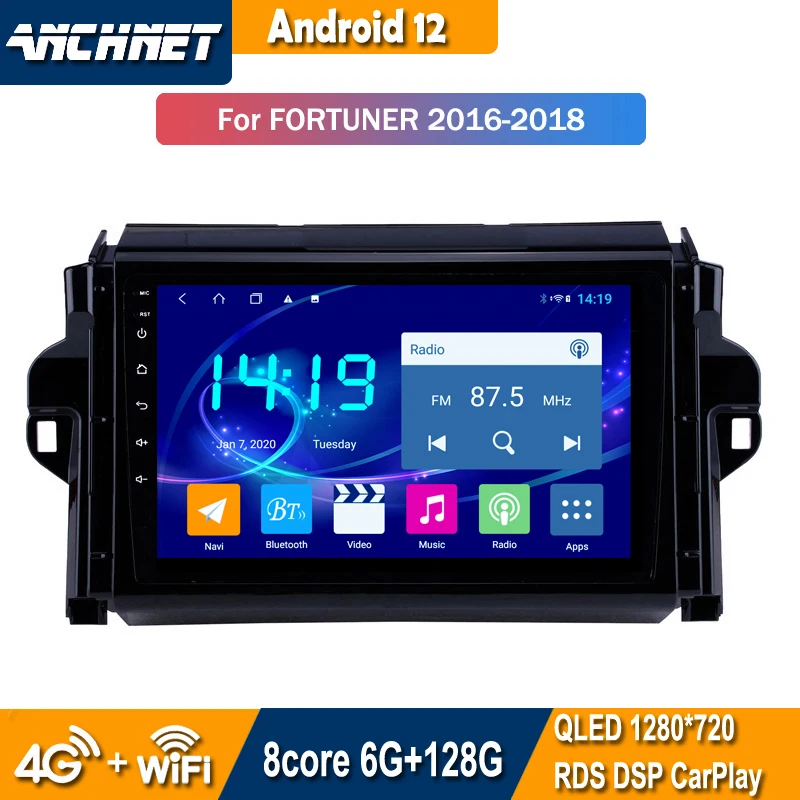 

9-дюймовый Android 12 GPS автомобильный радиоприемник для 2015-2018 Toyota Fortuner, скрытый мультимедийный плеер DSP Carplay, интеллектуальный Головной блок