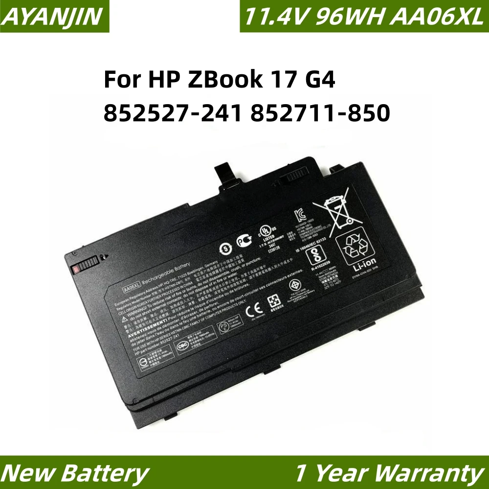 Новый AA06XL 11 4 в 96 Втч Аккумулятор для ноутбука HP ZBook 17 G4 852527-241 852711-850 HSTNN-DB7L AA06096XL