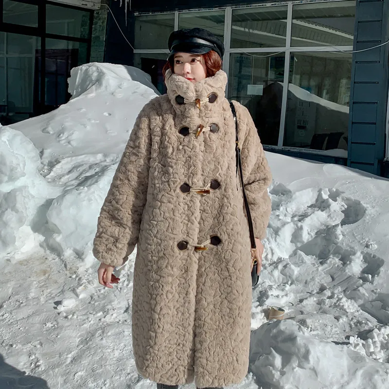 Women Winter Fake Fur Coat Overcoat Fur Coat Long Sleeve Fur Coat Jacket with Hooded Thick Warm Faux Fur Coat Jacket