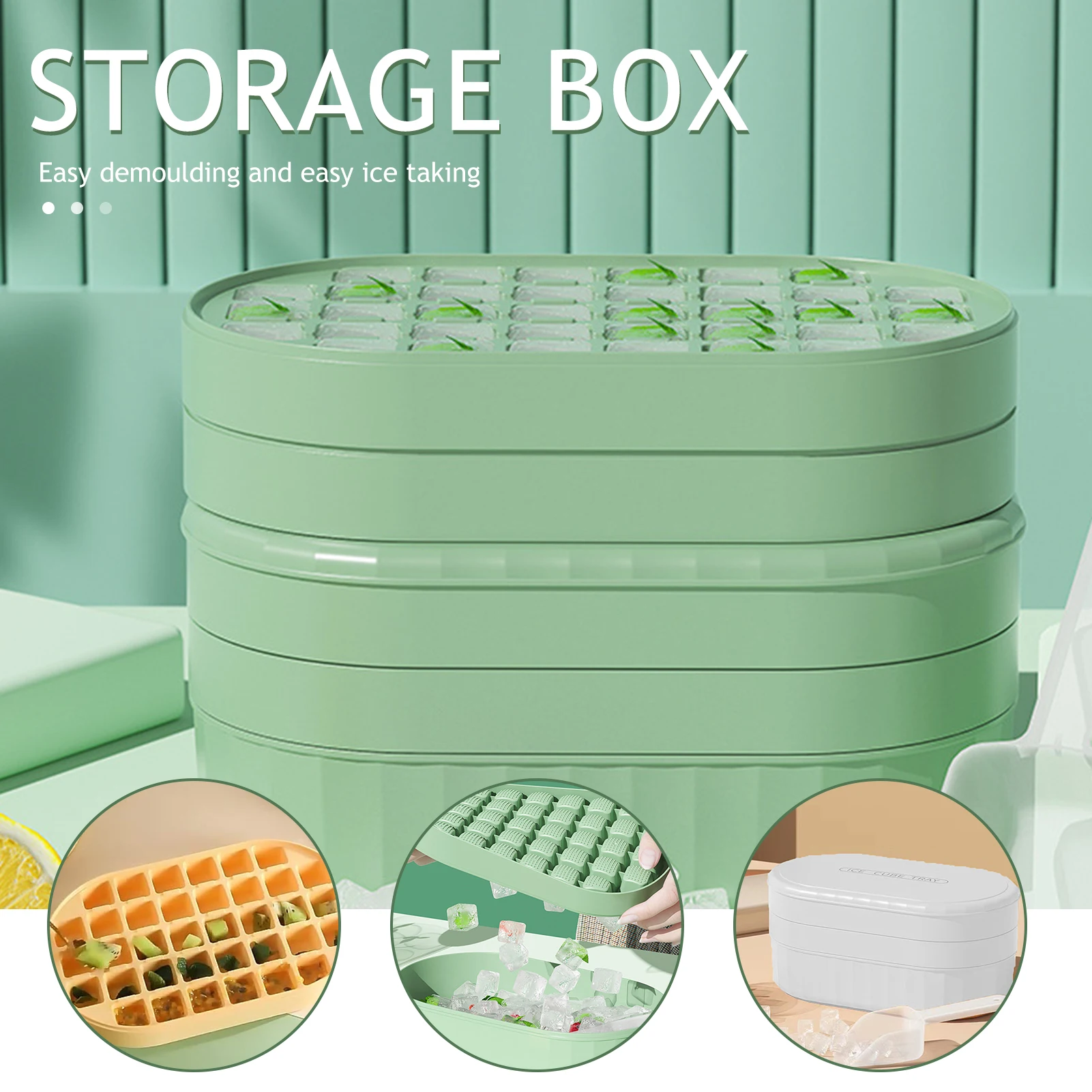 

Трафарет для Замораживания Кубиков Льда, многослойный стак, быстросъемный с емкостью для хранения, из полипропилена, легко мыть