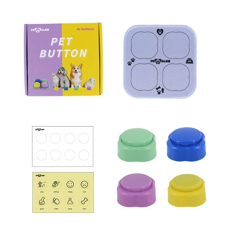 Recordable Dog Button Talking Button Communication Through Word Set of 4 Drop Shipping