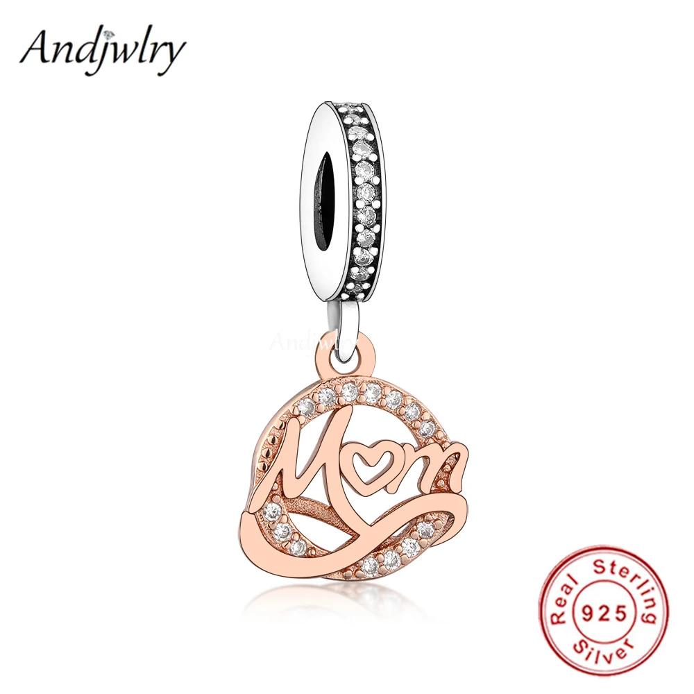 

Fit Bracelet Charms Silver 925 Original Rose Gold Letter Mom Infinity Symbol Zircon Bead Bracelet&Bangle Jewelry Berloque