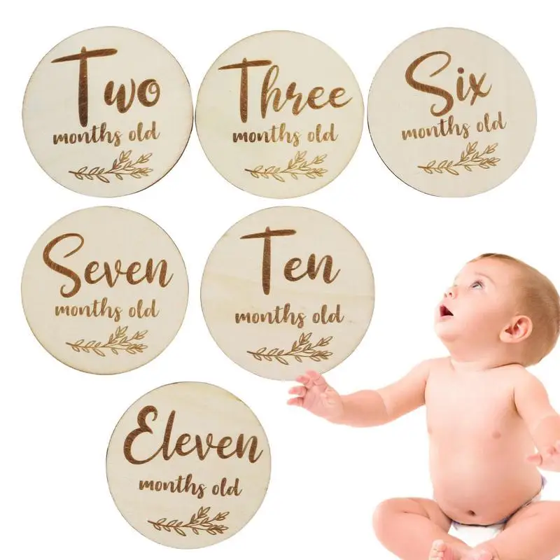 

Деревянные ежемесячные карты для новорожденных, современные открытки для объявления младенца, деревянные открытки для новорожденных, пода...