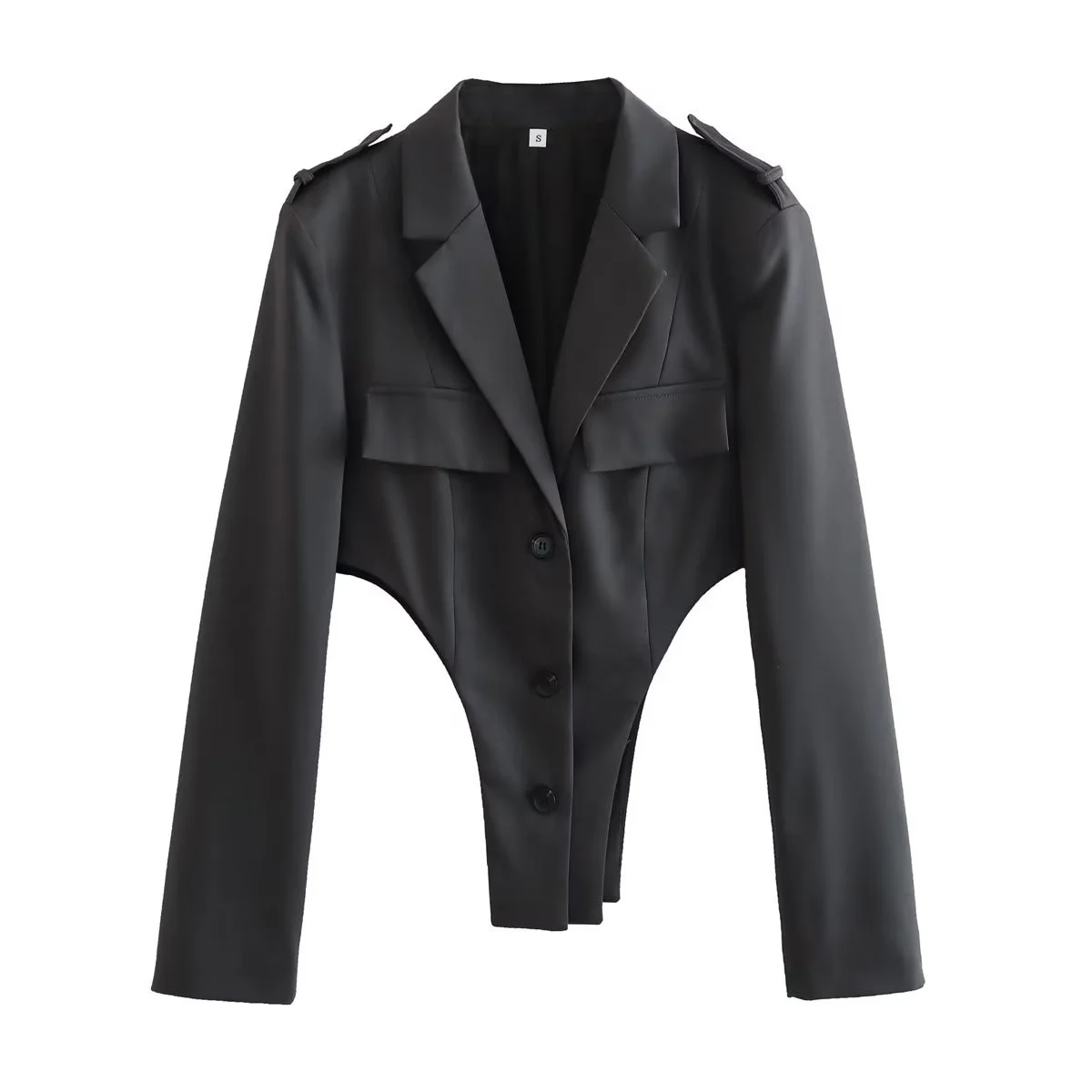 

Темно-серые женские модные дизайнерские куртки с вырезами, шикарный женский топ в стиле Хай-стрит, новинка 2023