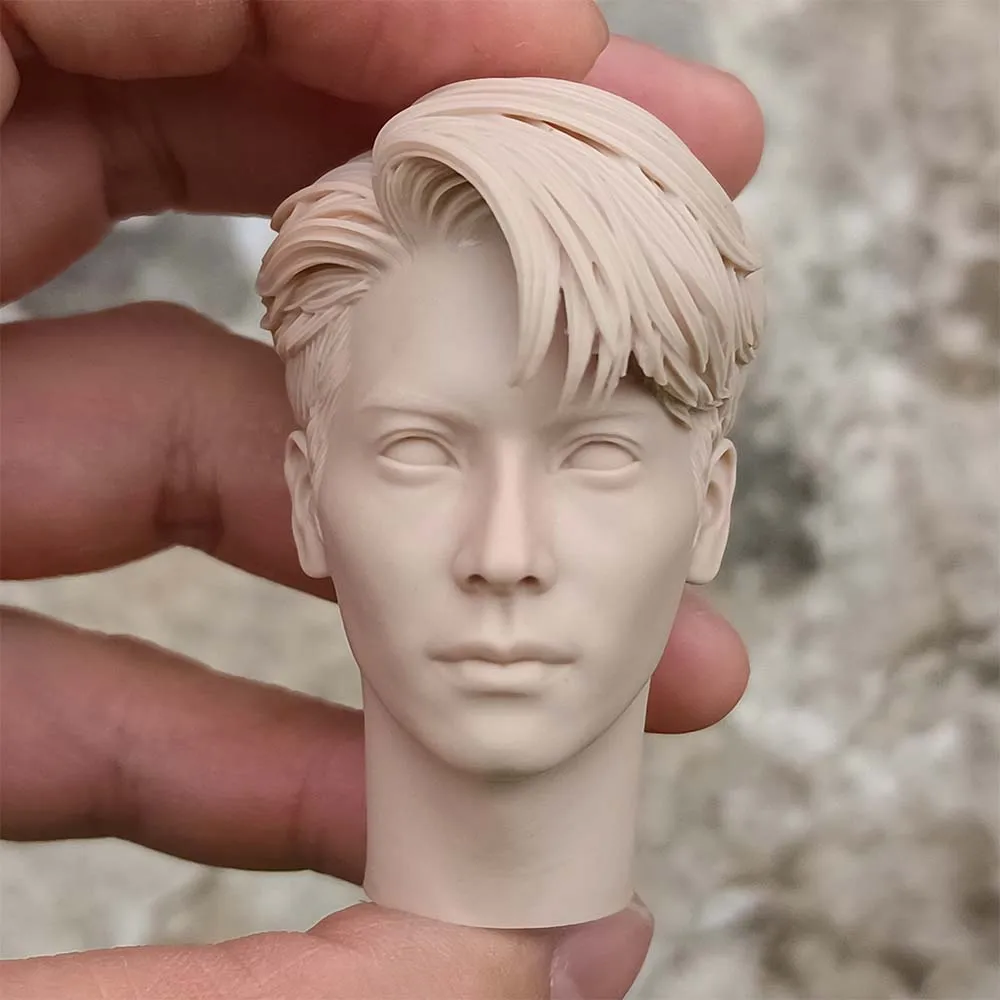 

1/6 Scale Jackson Wang Male Head Sculpture Carving 1:6 Asia Singer Unpainted Model Fit 12'' BJD Action Figure Soldier Toys
