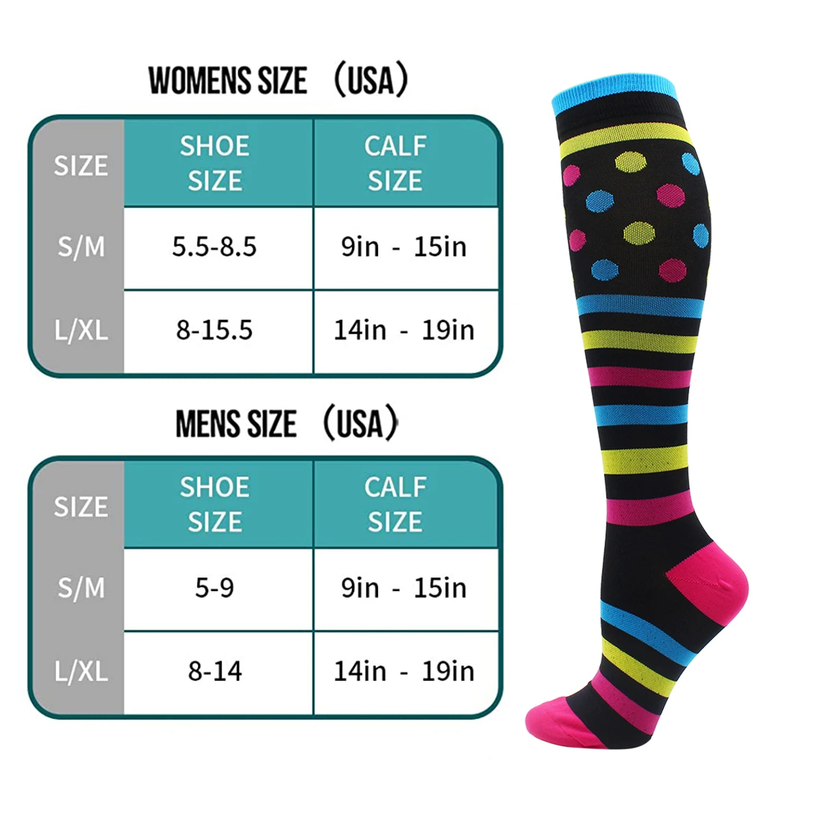 7 Pairs Compression Socks Women Men 15-20 mmHg Knee High Medical Compression Socks for Athletic Flight Travel Nurses Pregnancy