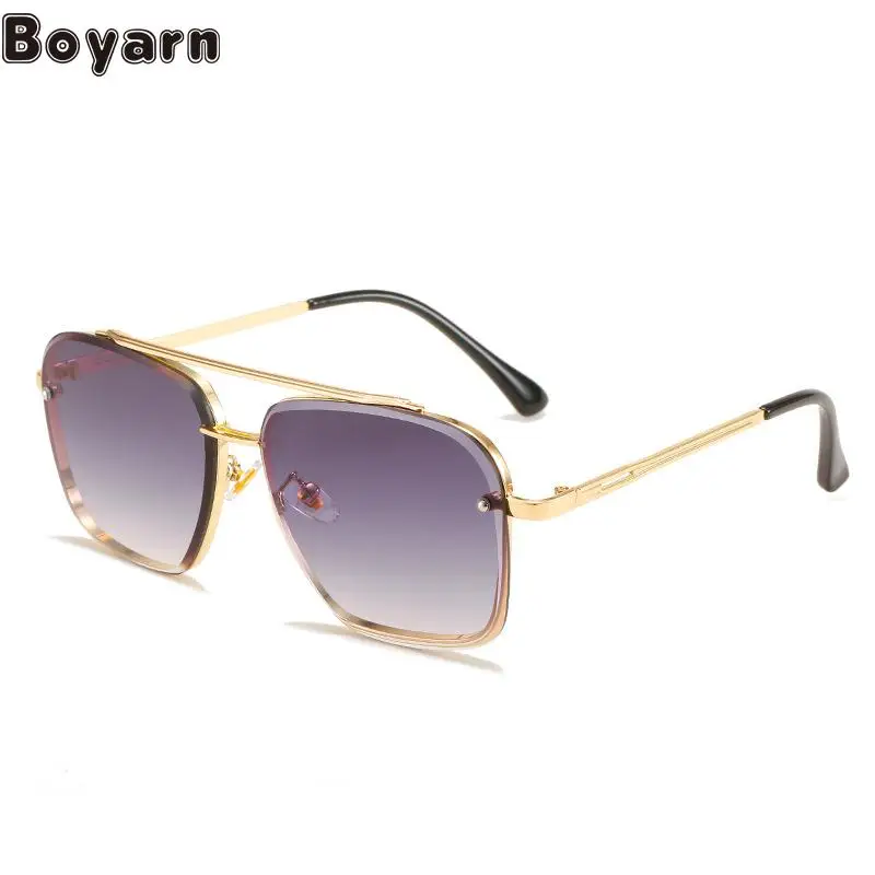 

Boyarn New Sunglasses Steampunk Fashion Double Beam Trimmed Metal Glasses Men's Net Red Ins Sunglasses Women