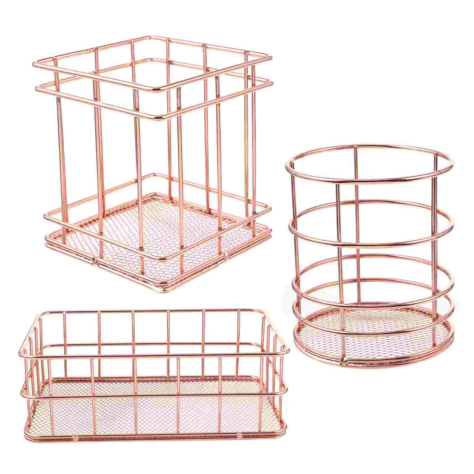 

Holder Pen Brush Holders Organizer Storage Mesh Cup Desktop Basketwire Makeup Metal Desk Black Stainless Steel Pot Farmhouse
