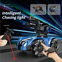 2 4g 4wd remote control tank chasing rc car watch gesture sensing water bomb drift toy music light 12 channel driving child gift