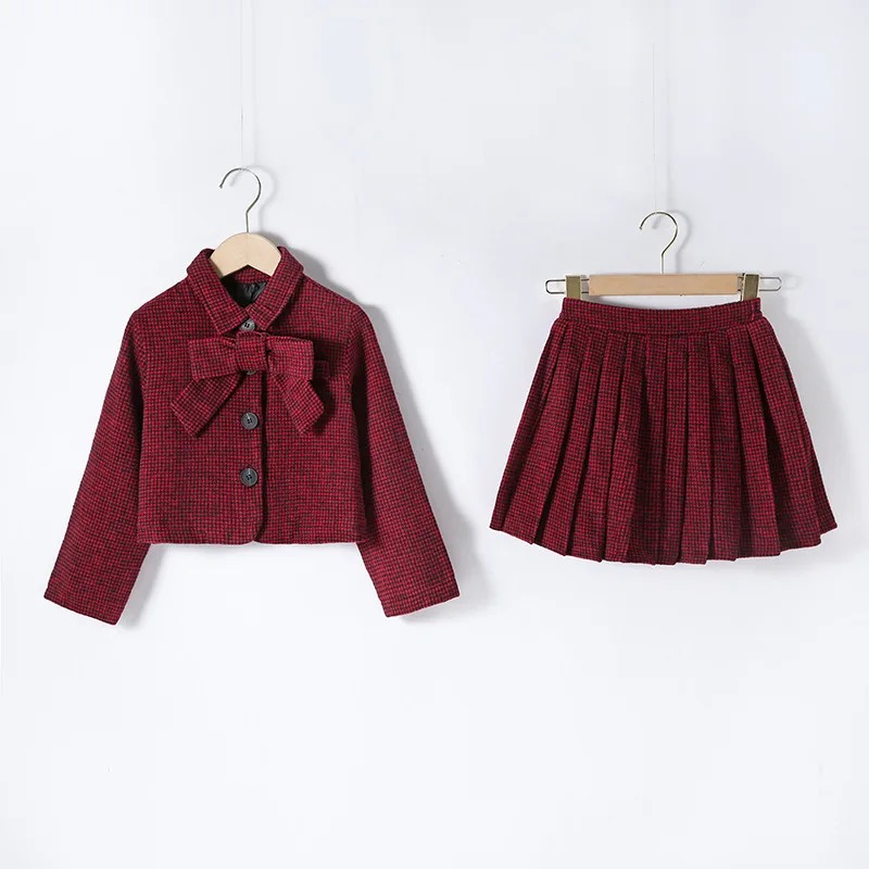 Комплект одежды для девочек-подростков ZOETOP Осень-зима 2024 клетчатый твидовый