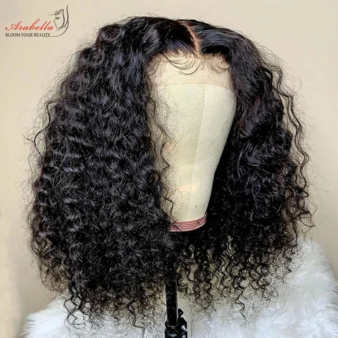 Парик с кудрявыми волосами, 13x5x2, прозрачные T-образные парики с кружевом, бразильские кудрявые волосы с кудрявыми волосами, 100% натуральные волосы Arabella Remy