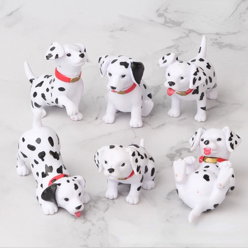 

6-Piece Disney 101 Dalmatians Cartoon Animal Model Action Figure Garden Decoration Doll Puzzle Popular Toy Set Ornament Gift