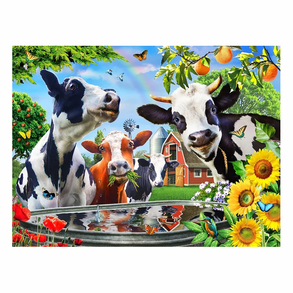 

KamyYi diamond painting cow sunflower diy handmade dot drilling full diamond inlaid embroidery craft painting decoration