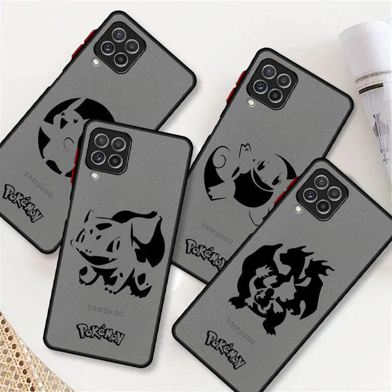 

Черный ударопрочный матовый чехол Pokemon Pikachu для Samsung Galaxy A52 A51 A72 A71 A32 A22 A31 A21s A12 A11, чехол для телефона