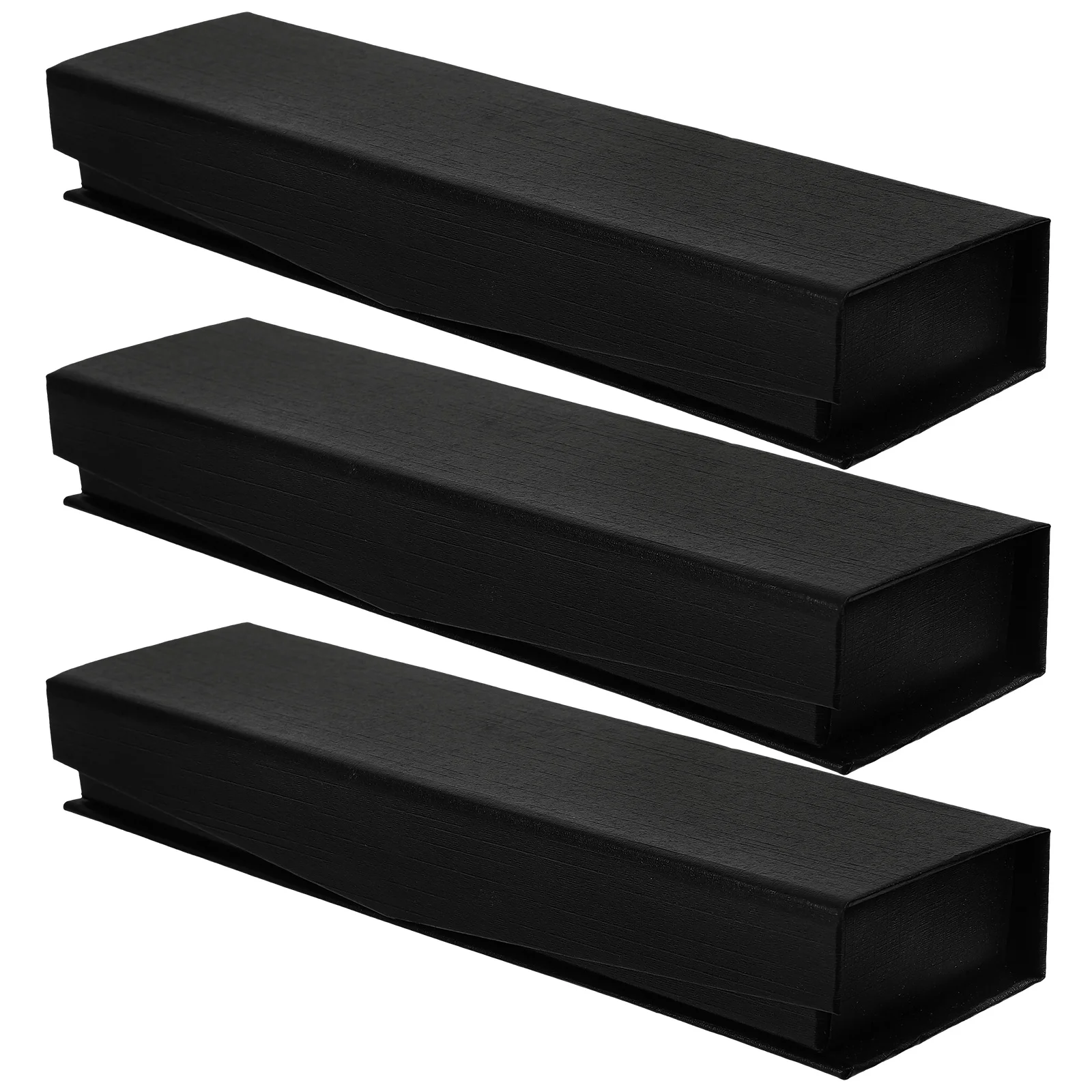 

3 Pcs Cloth Black Cardboard Single Display Presentation Gift Box Container Holder Pouch Wrapping