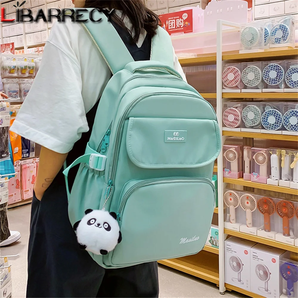 

Solid Color Design Quality Nylon Ladies Backpacks Large-capacity Student Bags 2023 New Youth Laptop Backpacks Sac A Dos Femme