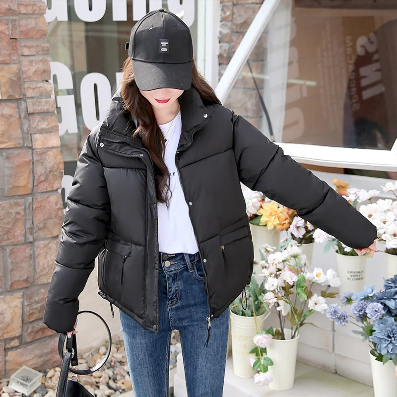 New Women's Parkas Solid 2022 Stand Collar Casual Winter Jacket Women Loose Cotton Padded Thick Coat Ladies Clothes