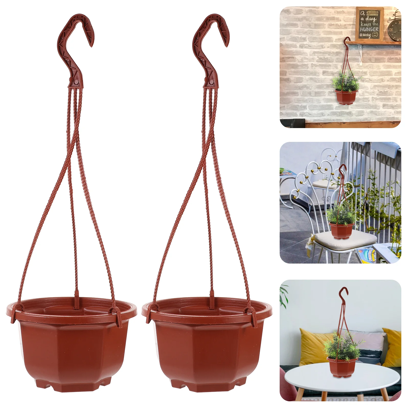 

10 Sets Baskets Indoor Pots Succulents Hanging Chains Hooks Small Planters Plants Plastic Orchid Outdoor