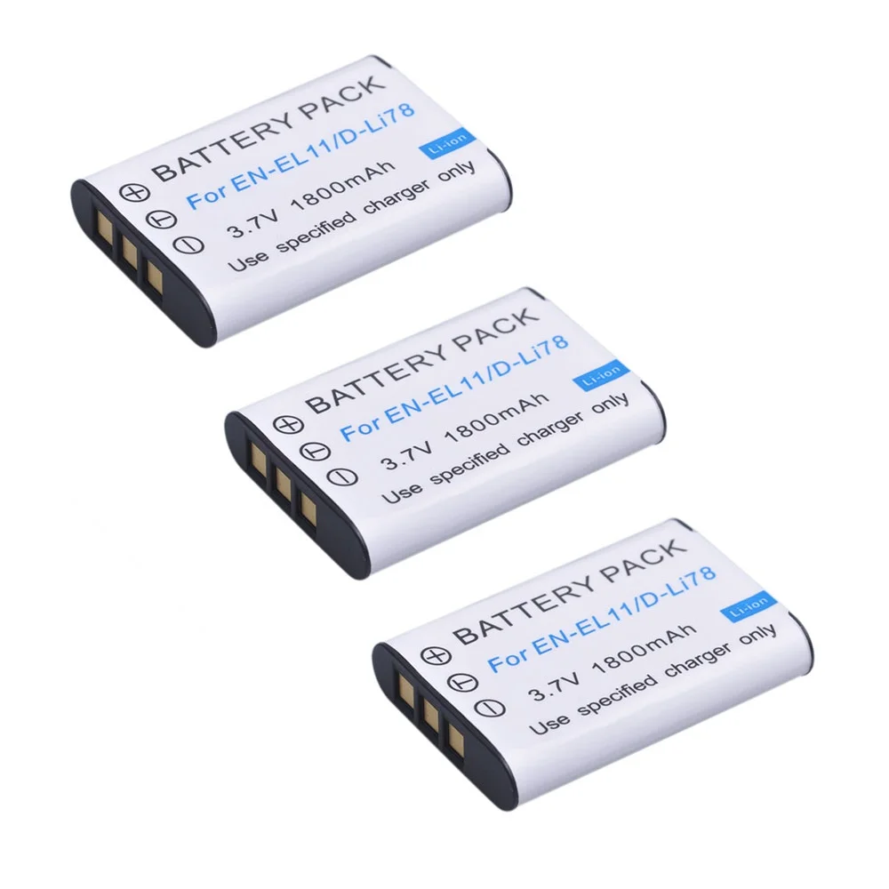 

High Capacity 1800mAh New Replacement Battery For Olympus EN EL11 EN-EL11 W80 DLI78 D-LI78 NP-BY1 Li-60B FE-370 DB-L70 DB-80