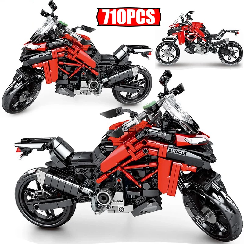 

710 шт., Детский конструктор «мотоцикл»