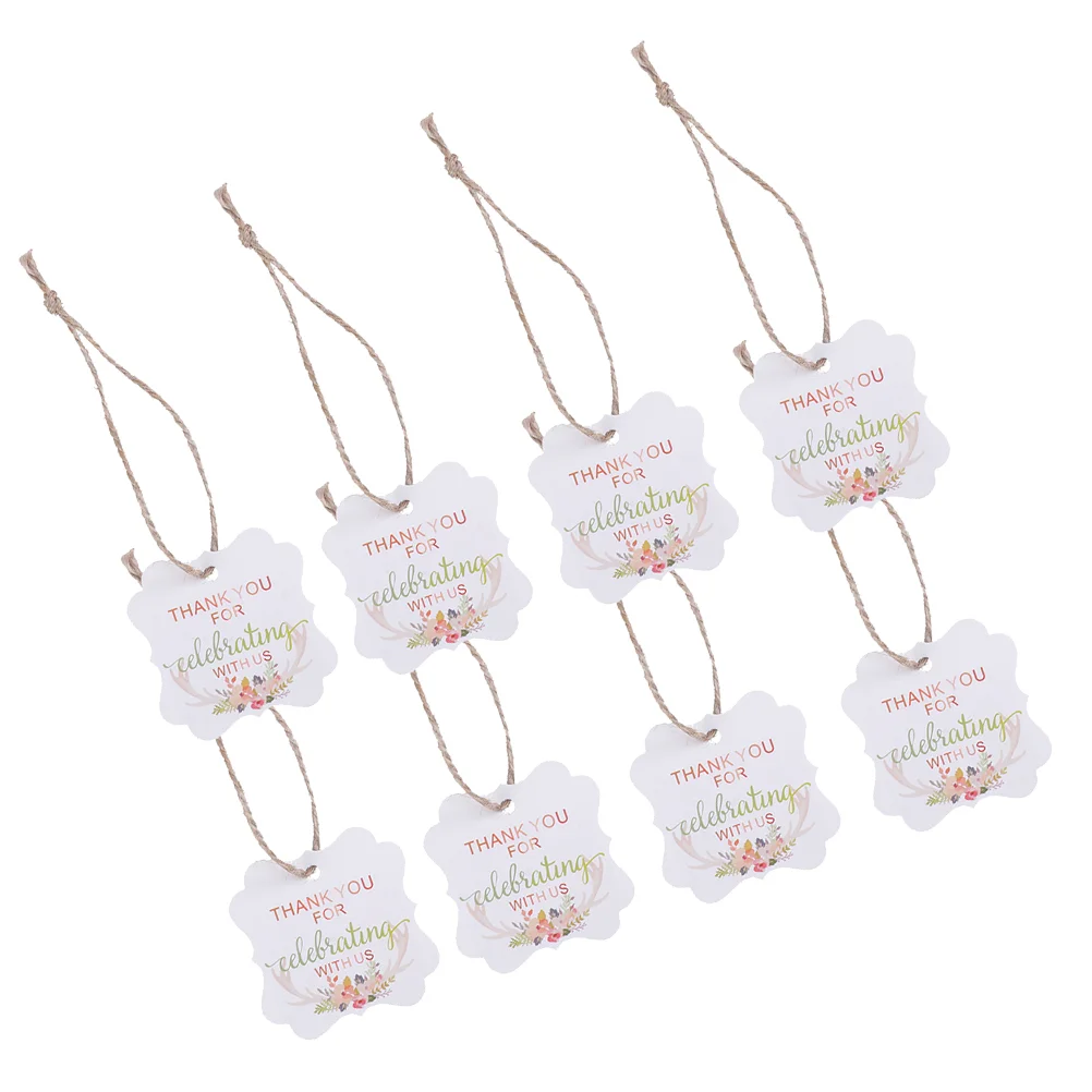 

100pcs Decorative Tags Wavy Thank You Tag with Twine String for Party Wedding