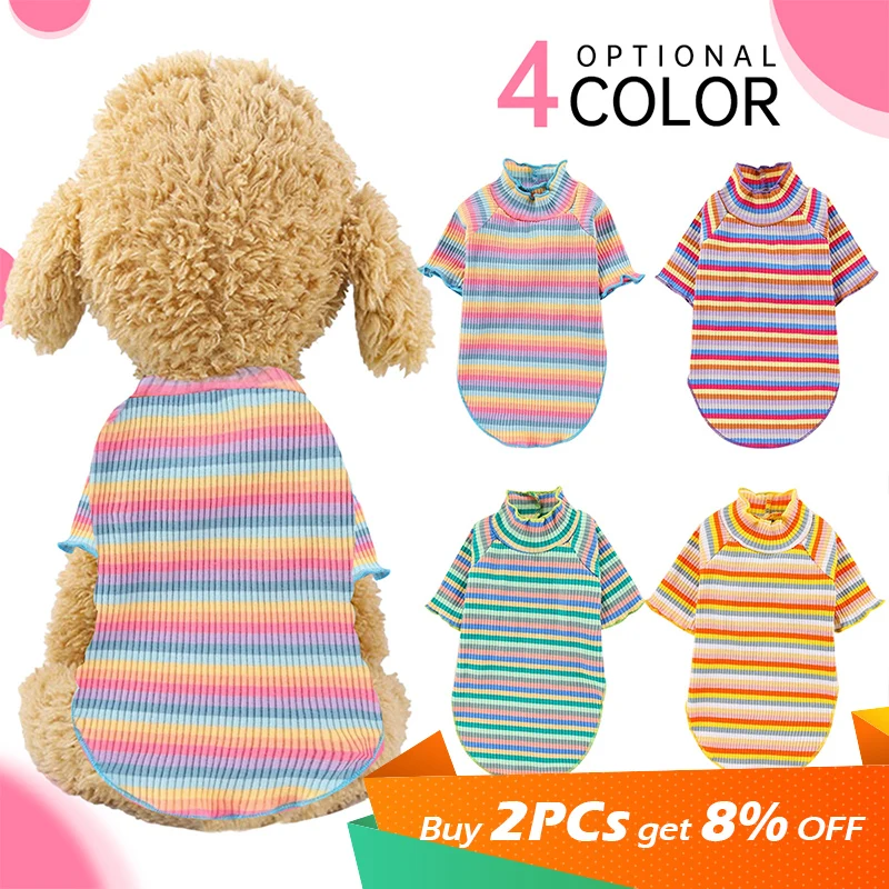 

Одежда для домашних питомцев, радужная рубашка, костюм для собаки, кота, полосатый костюм, одежда для щенка, футболка для маленьких и средних...