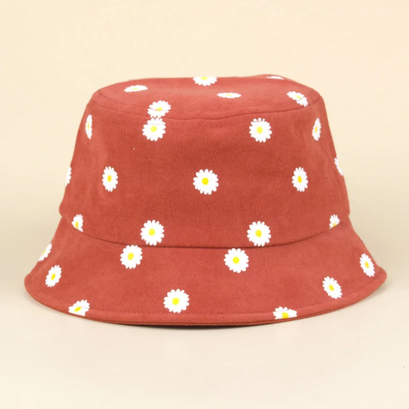 

New Cute Daisy Pattern Kids Bucket Hat Flower Wide Brim Baby Boys Girls Sun Protection Fisherman Hat Children Beach Panama Caps