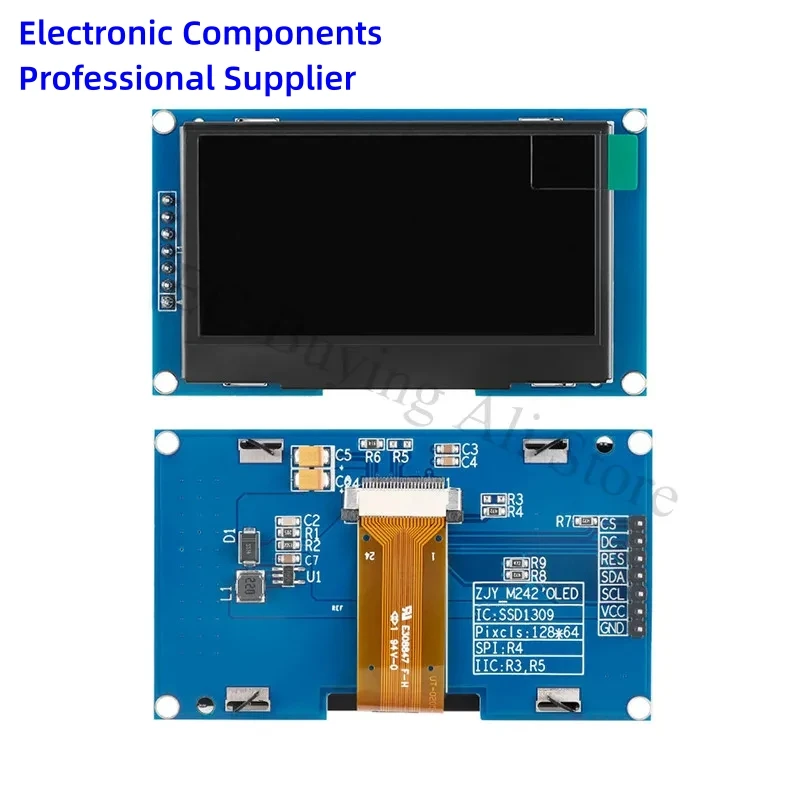 OLED-модуль 2 42 дюйма экран ЖК-дисплей модуль 12864x64 SSD1309 SPI/IIC I2C интерфейс для Arduino 4