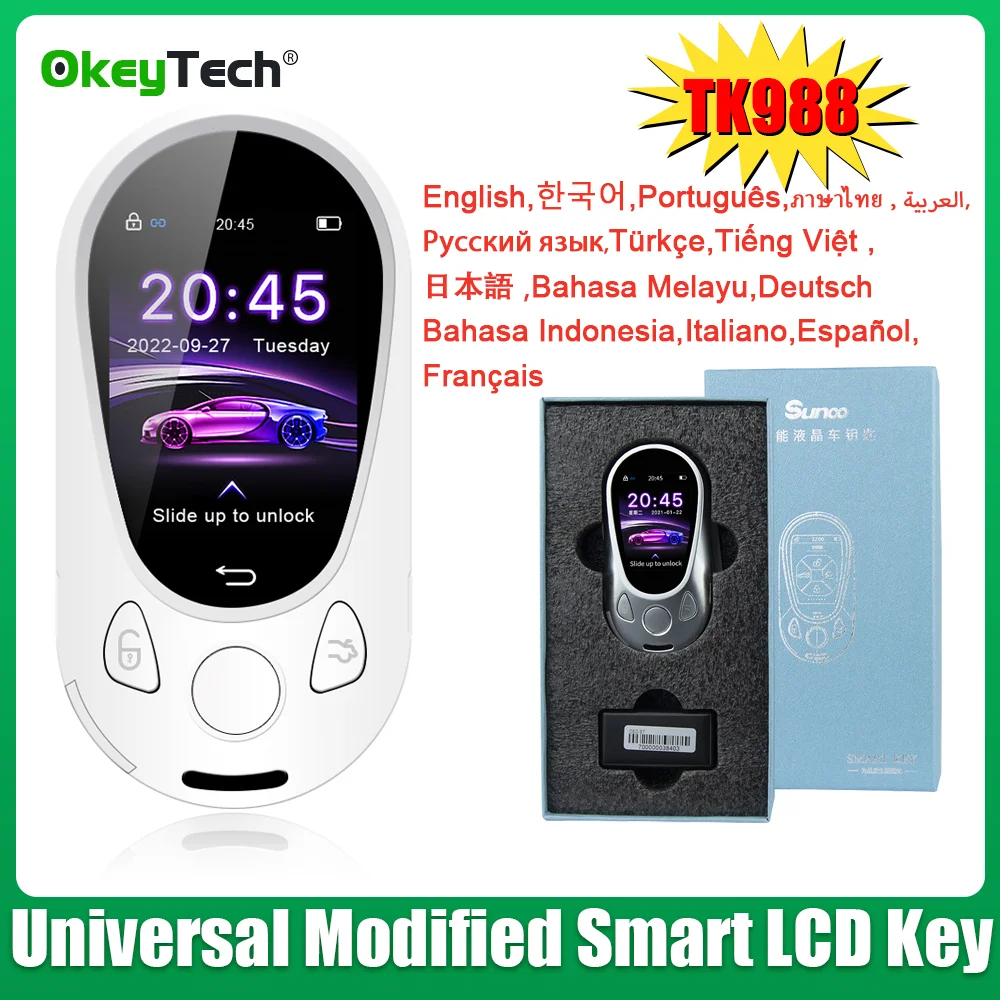 

TK988 Universal Smart Remote Key LCD Screen Keyless Entry English/Russian/Korean For BMW/Benz/Buick/Audi/Lexus/Kia/Nissan/Toyota