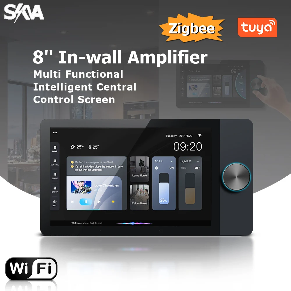 

8-inch Bluetooth Wall Amplifier WIFI Intelligent Central Control Touch Screen Android 8.1 Background Music Panel for Residential