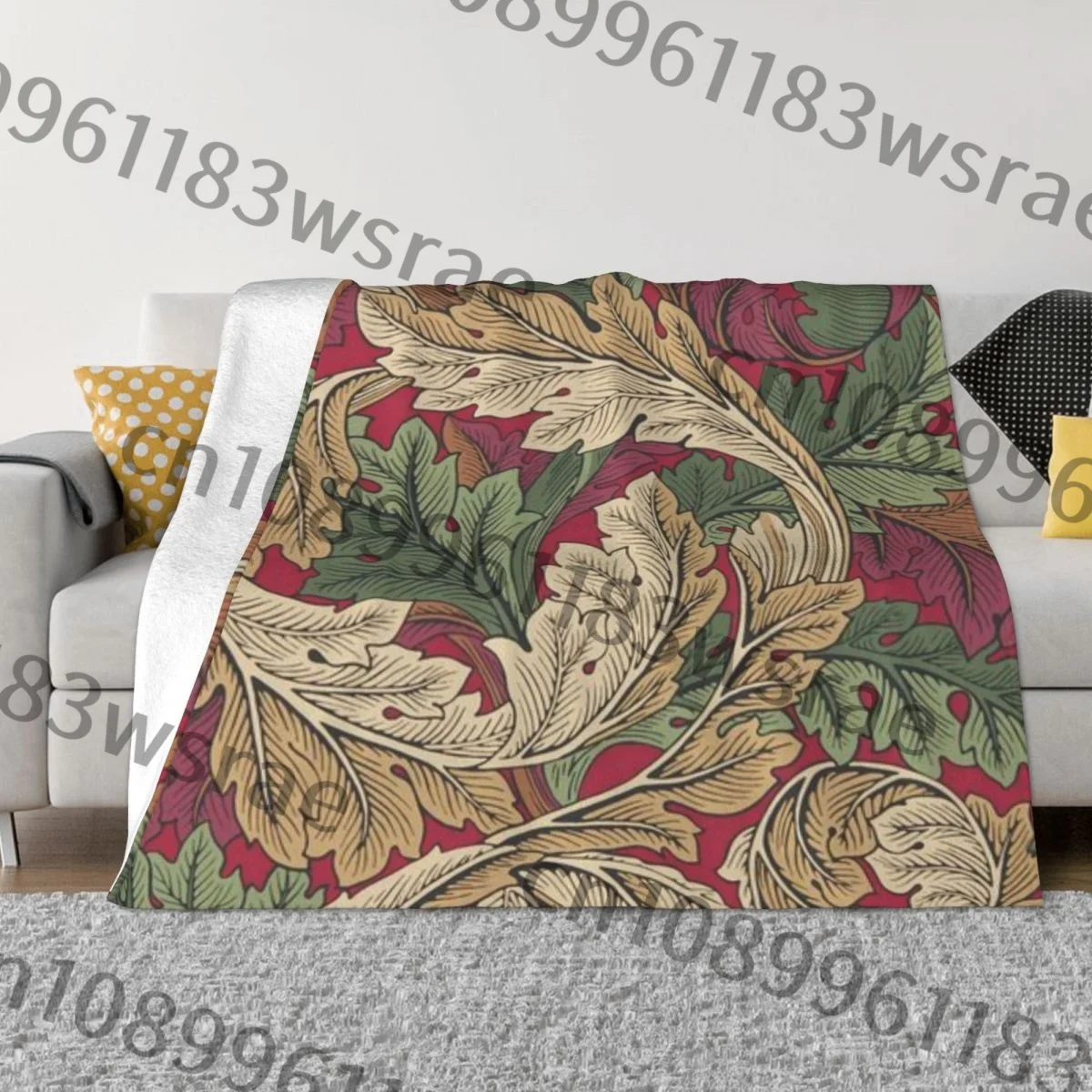 Ультрамягкое одеяло из микрофлиса William Morris Acanthus 4.