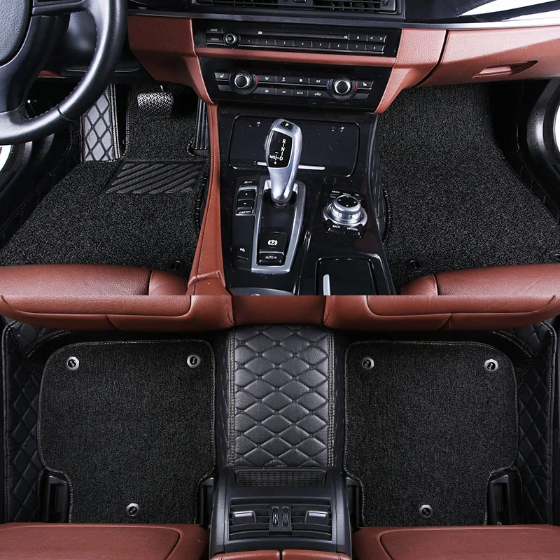 

Car Floor Mats Waterproof and non-slip Wear-resistant Leather with silk loop Car Mats