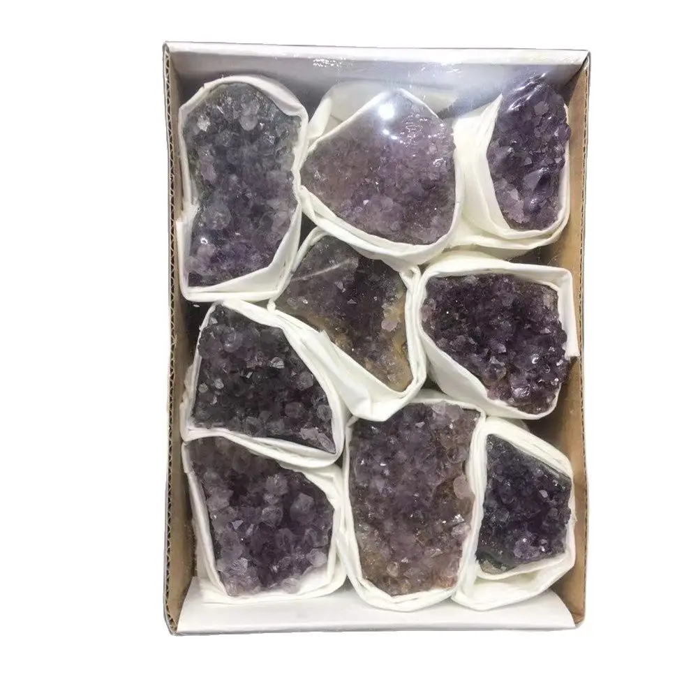 

Natural Quartz Crystal Crafts Healing Crystals Stones Amethyst Cluster Set For Home Decoration