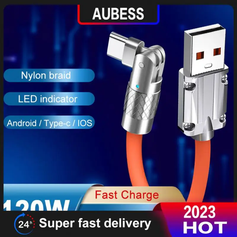 

Super Fast Charging Usb Cable 120w 6a Type-c Game Data Cable 180 Degree Rotating Liquid Silicone Rubber Elbow Zinc Alloy Cable