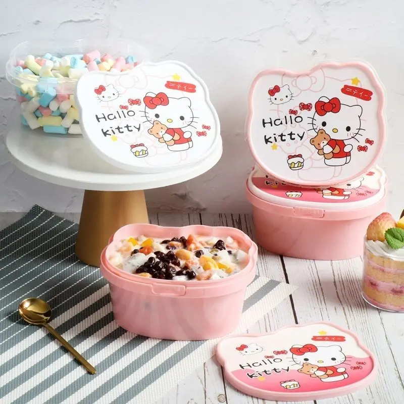 

4 стиля HelloKittys Bento коробка Kawaii Sanrio мультфильм Милая упаковочная коробка для дома 400 мл Закуски Еды десерты консервация коробка для ланча