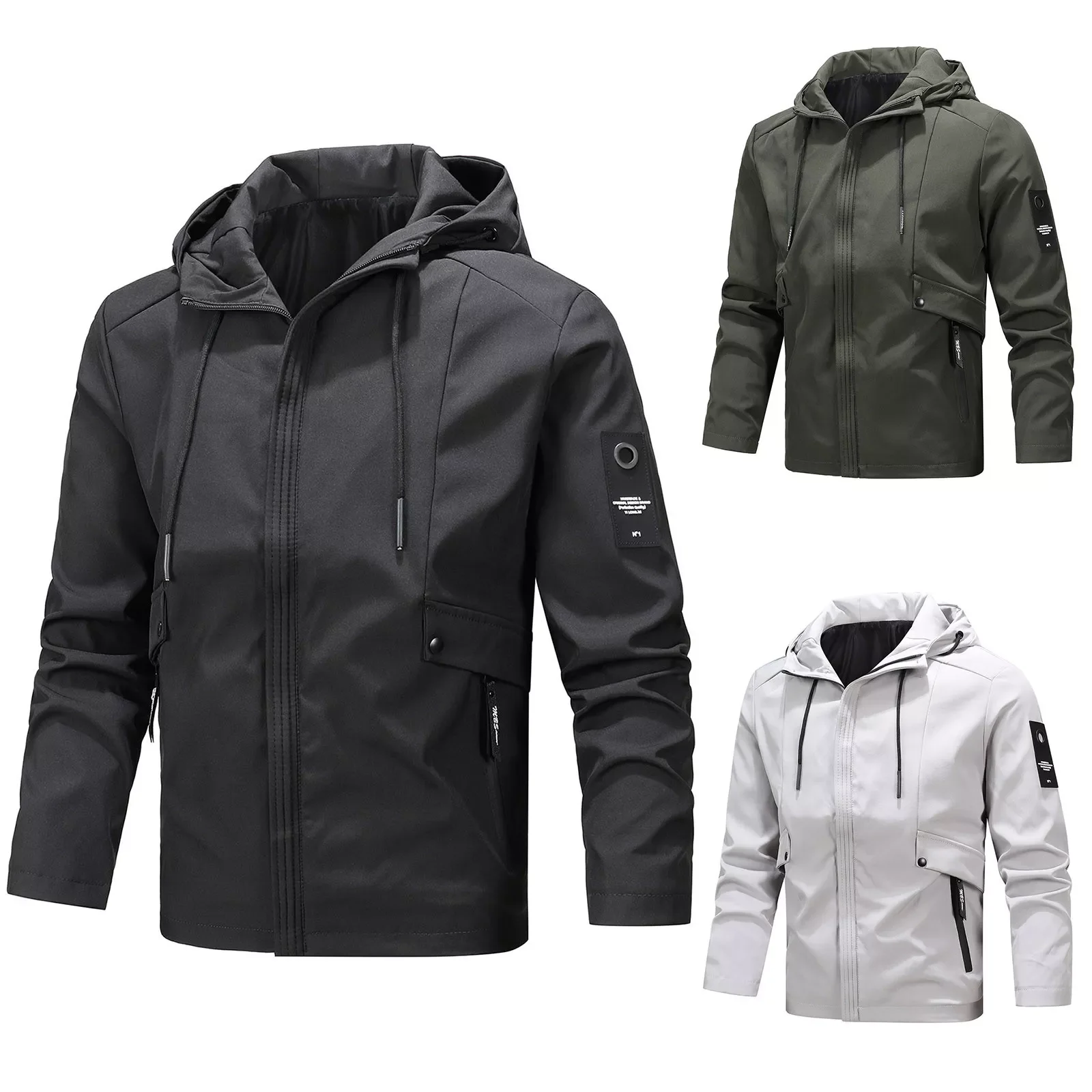 

NEW IN Mens Autumn And Winter Fashion Solid Color Zippered Jacket Top Thick Coat Mens Large Tall Jacket