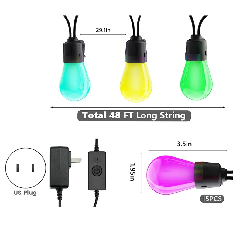 Приложение Bluetooth Многоцветная шаровая лампочка Light String Horse Lamp Садовый декор