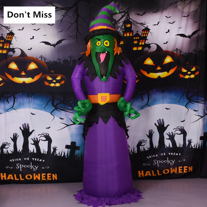 

240cm Halloween Arch Witch Inflatable Toy Halloween Decoration Scary Black Ghost Decor Outdoor Garden Party Accessory