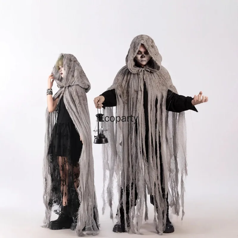 Фото Взрослый Хэллоуин Призрак Dementors Косплей Костюм Ужас Разбросанные Кисточки Зомби Накидка С Капюшоном День Мертвых Вечеринка Наряды №1
