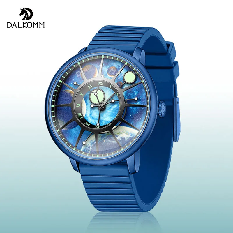 Часы наручные DALKOMM Мужские механические с изогнутым сапфировым зеркалом
