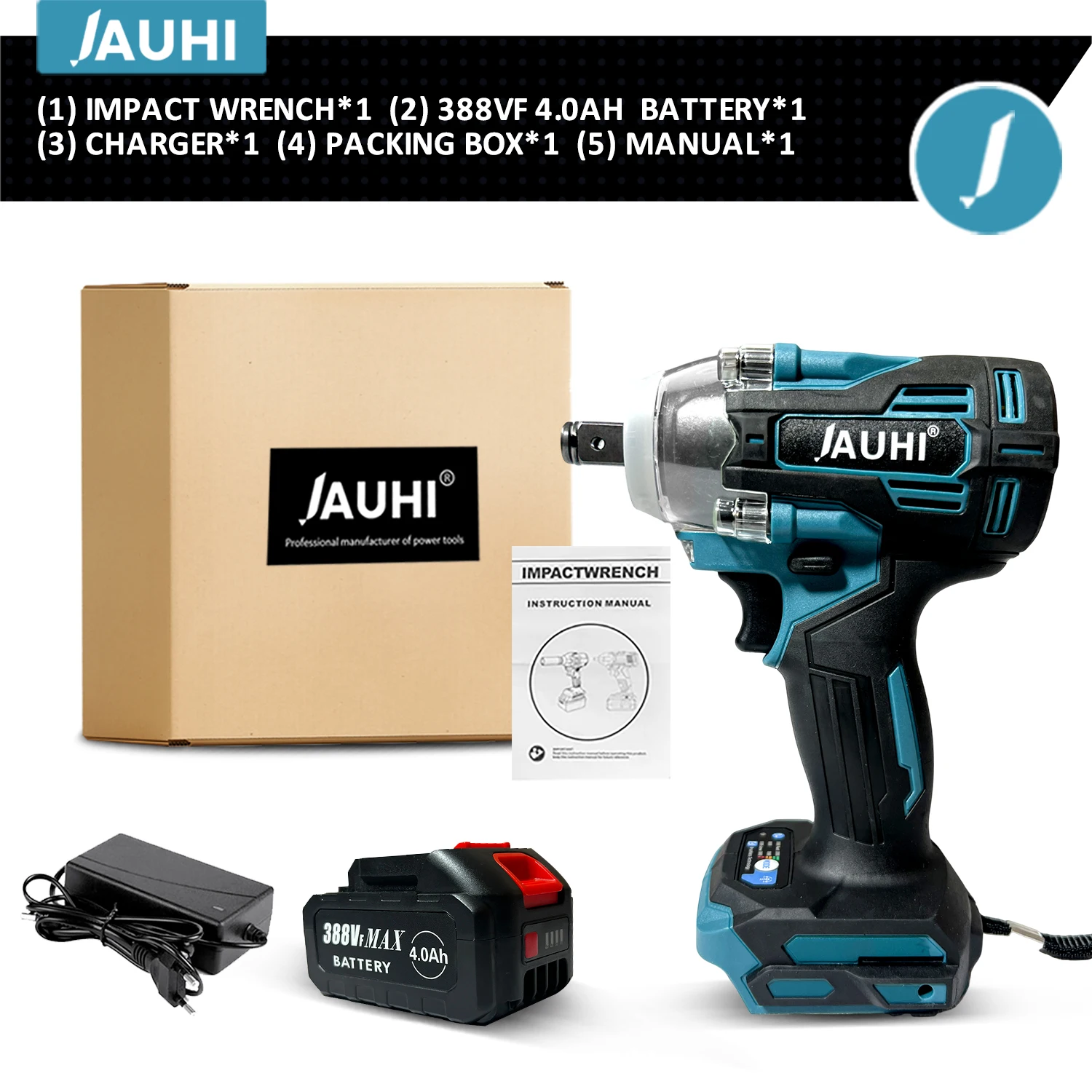 

Аккумуляторный ударный гайковерт JAUHI 520N.M для аккумулятора Makita 18В